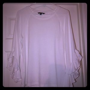Banana Republic White Flutter Sleeve Sweater